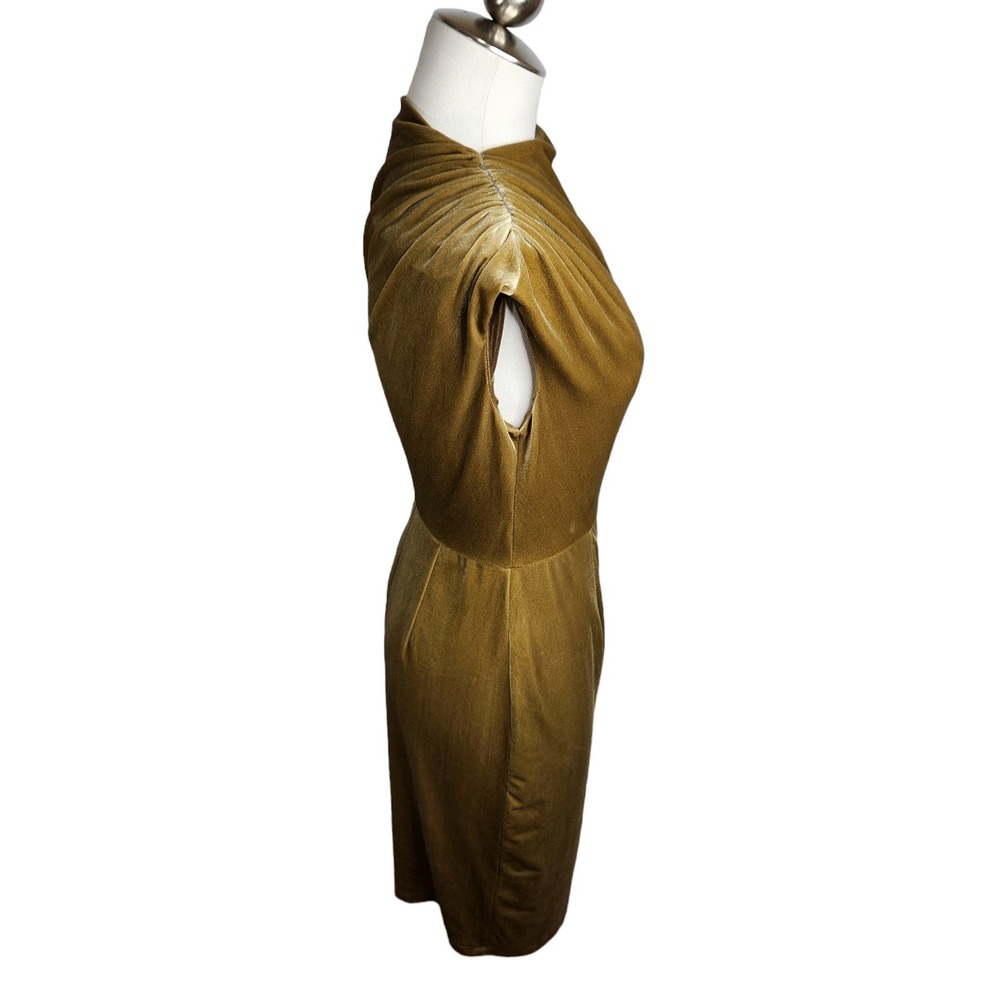 THML Womens‎ Small Velvet Chartreuse Gold Velvet Cocktail Dress - Picture 6 of 13